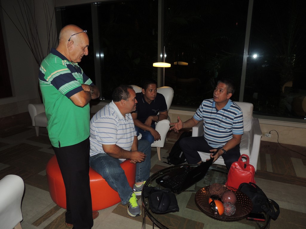 Friday night at the Doubletree Hilton lobby - Jose Ravelo, Luis Ocasio, Bobby Badilla and Billy Badilla. Courtesy Marilena Salmones