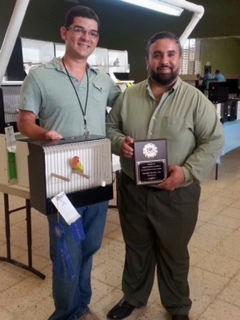 ABE judge Warner Lopez and winner of the Eyering & Rares Division, Fabio Tarazona - 2/28/15 Bayamon, PR. Courtesy Luis Ocasio